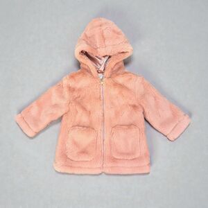 NWT Urban Republic Girls Collection Pink Faux Fur Hooded Coat Jacket Full Zip